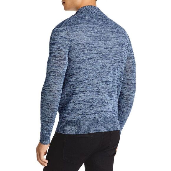 Men's Store Bloomingdale's XL Navy Combo Linen Melange Knit Full Zip Sweater $24 - Picture 2 of 10